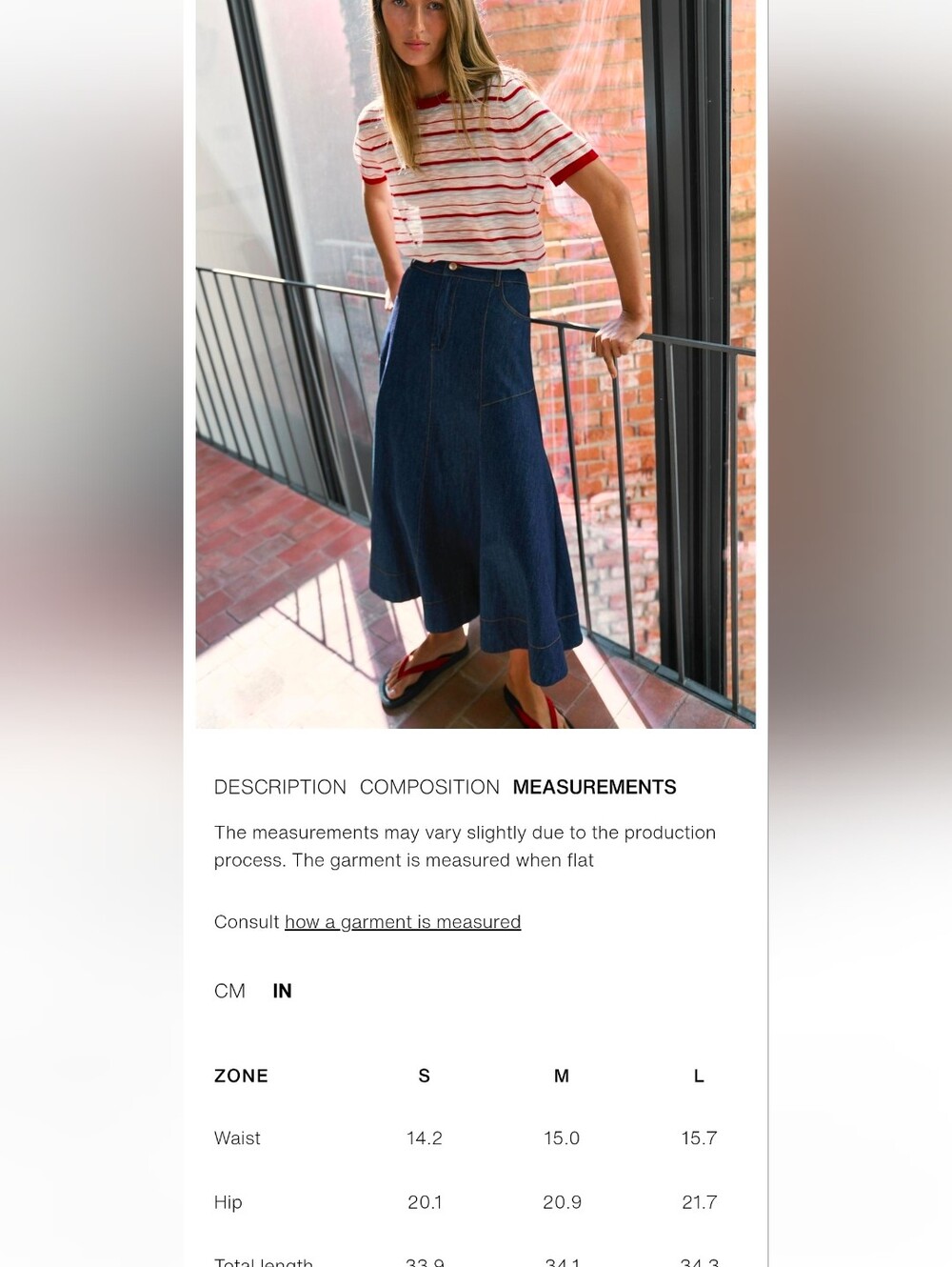 Zara Denim A-Line Midi Skirt(L) - Picture 7 of 7